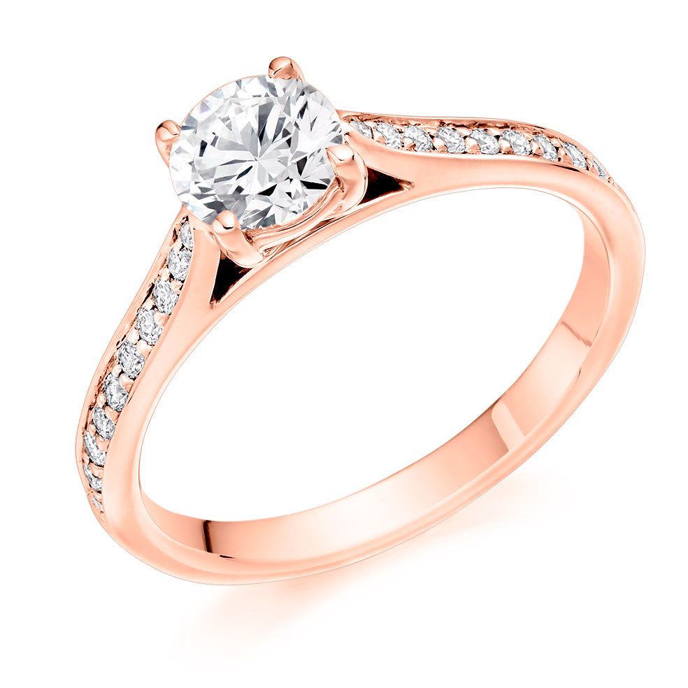Grain-Set Solitaire Round Brilliant Engagement Ring 0.9ct in Rose Gold