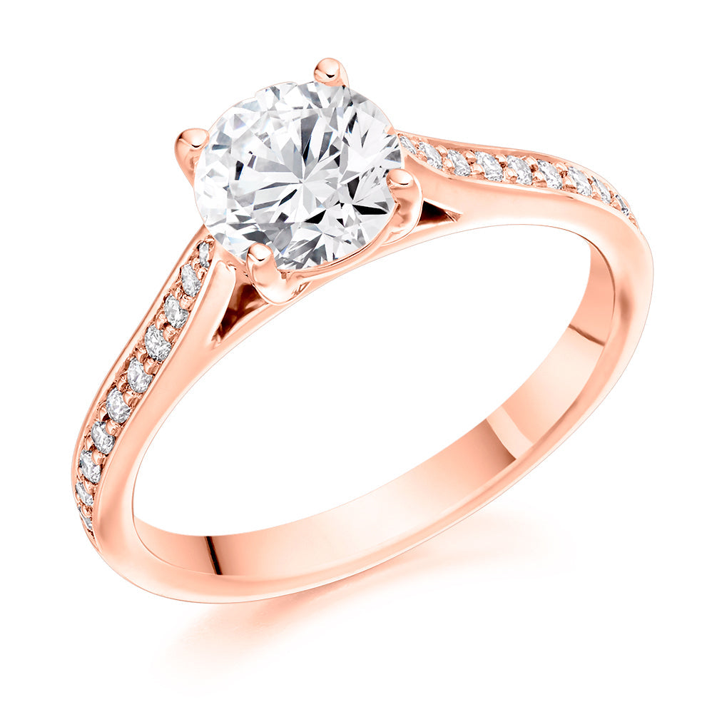 Grain-Set Solitaire Round Brilliant Engagement Ring 1.0ct total in Rose Gold