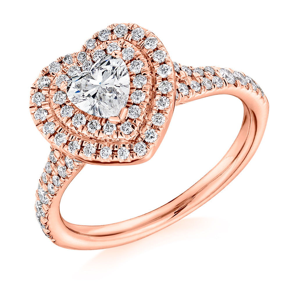 Double-Halo Split-Shoulder Heart-Cut Engagement Ring, 0.5ct (ENG5997 SMT) in Rose Gold
