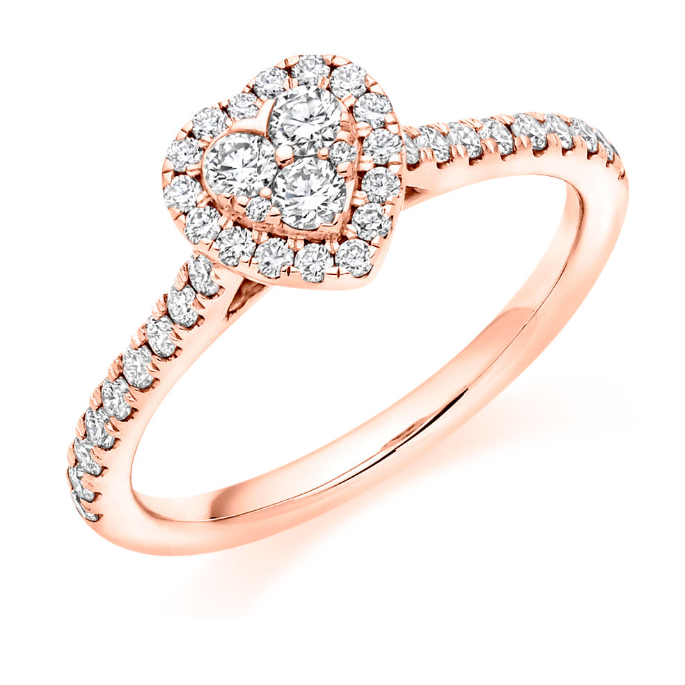 Invisible-Set Halo Round-Brilliant Engagement Ring in Rose Gold
