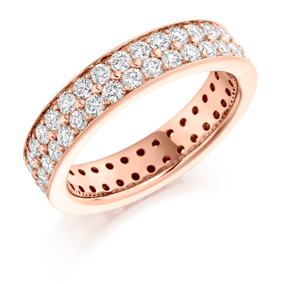 Grain-Set Diamond Full Eternity Ring with Right-Hand, 2.0ct in Rose Gold