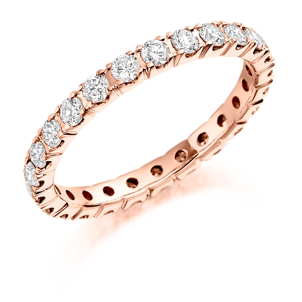 Claw-Set Diamond Full Eternity Ring C, 1.0ct in Rose Gold