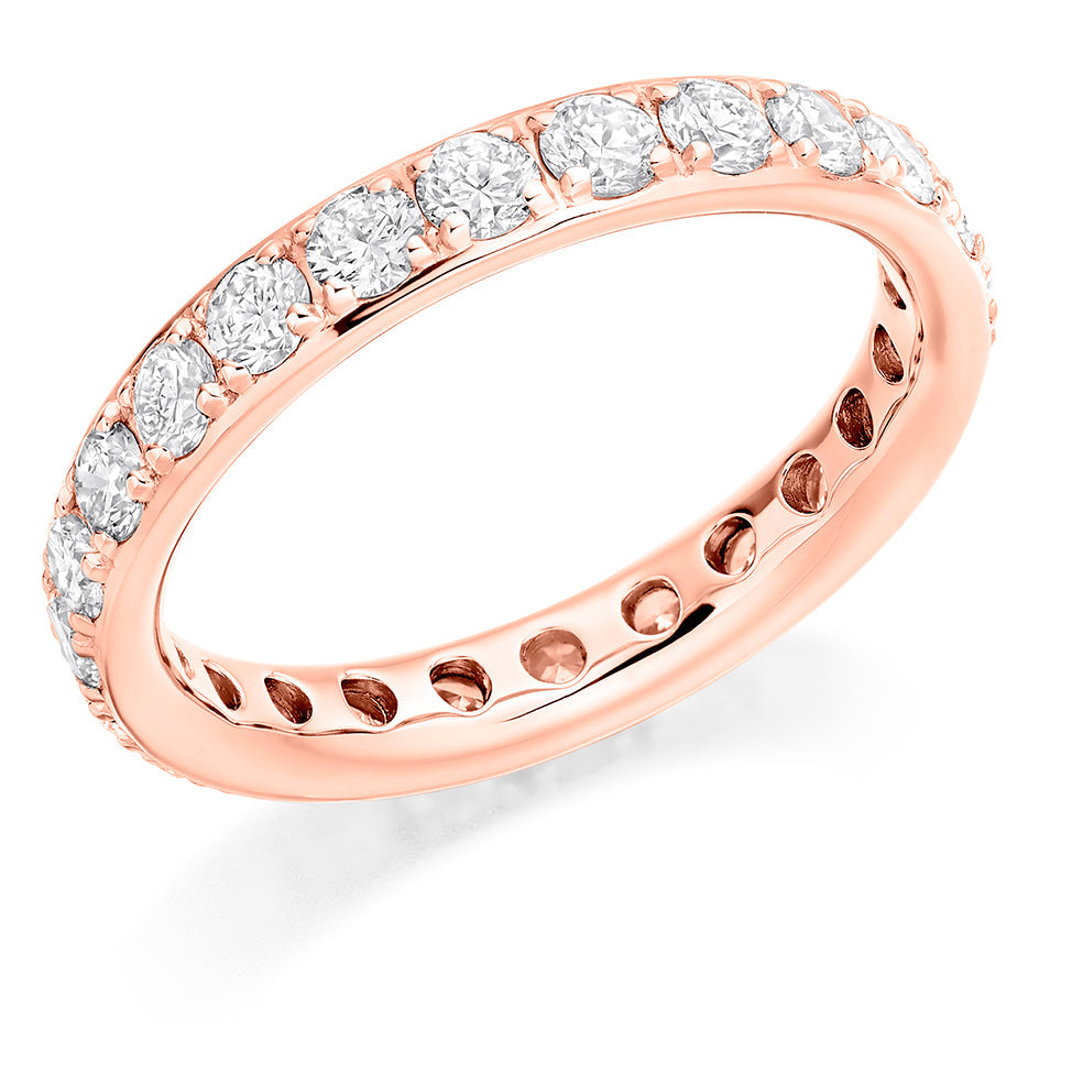 Claw-Set Diamond Full Eternity Ring, 1.5ct in Rose Gold