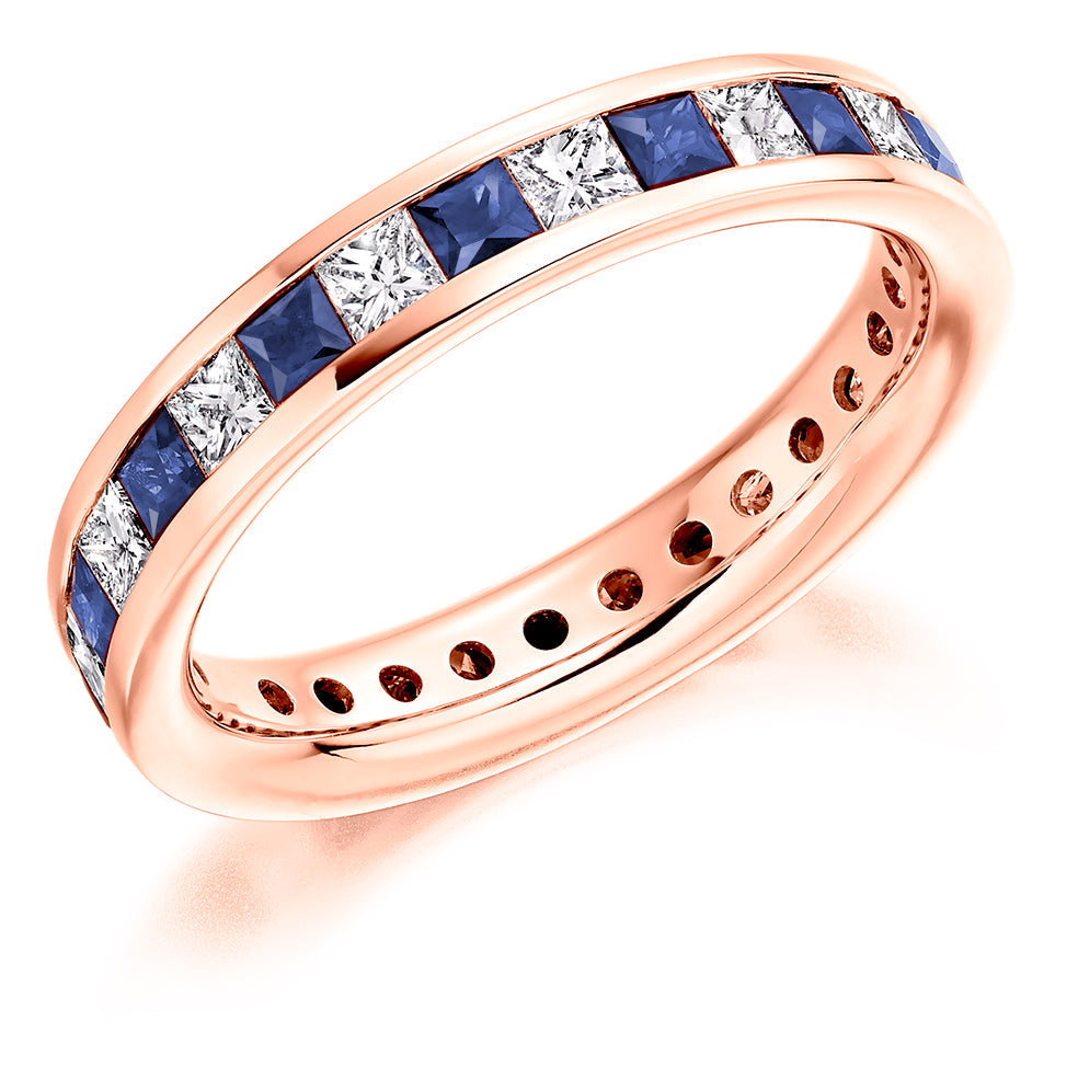 Sapphire & Diamond Full Eternity Ring, 1.02ct in Rose Gold