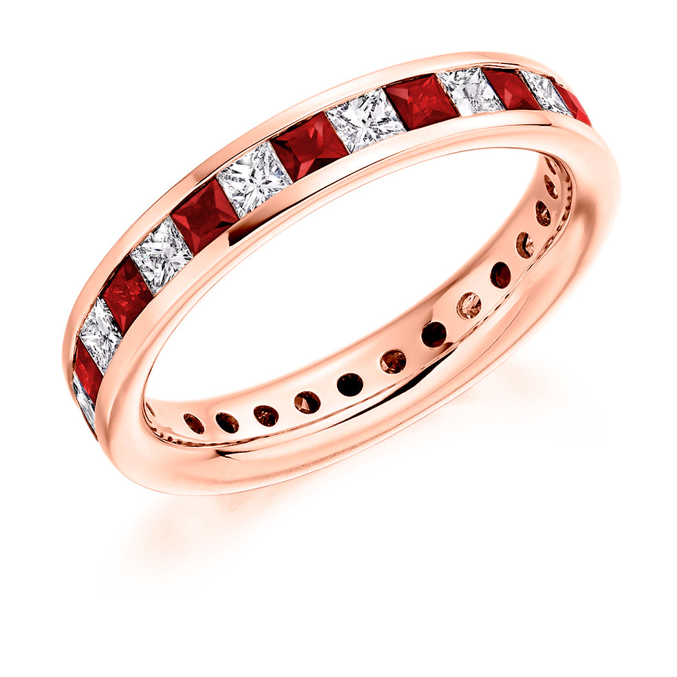 Ruby & Diamond Full Eternity Ring, 1.02ct in Rose Gold