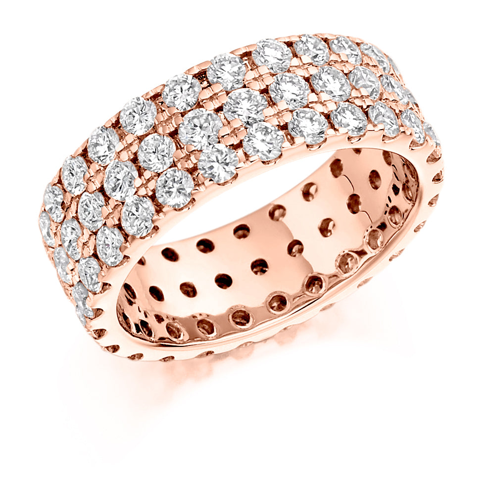 Micro-Claw Diamond Full Eternity Ring with Right-Hand, 3.0ct in Rose Gold
