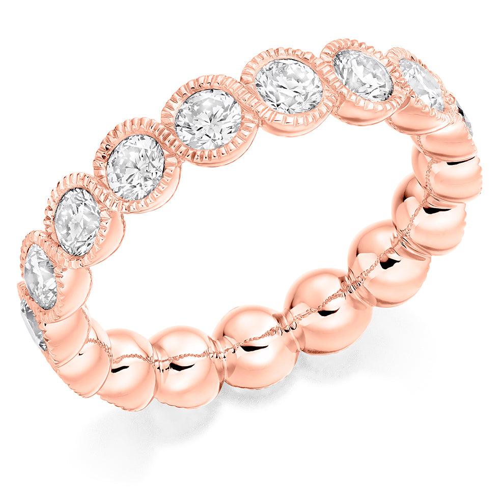 Milgrain Rubover Diamond Full Eternity Ring, 2.0ct in Rose Gold