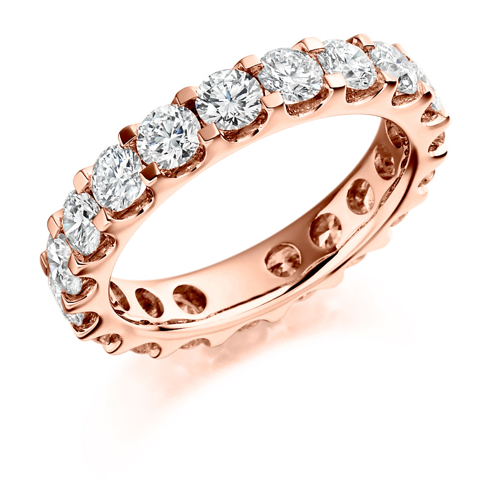 Micro-Claw Diamond Full Eternity Ring, 3.1ct in Rose Gold