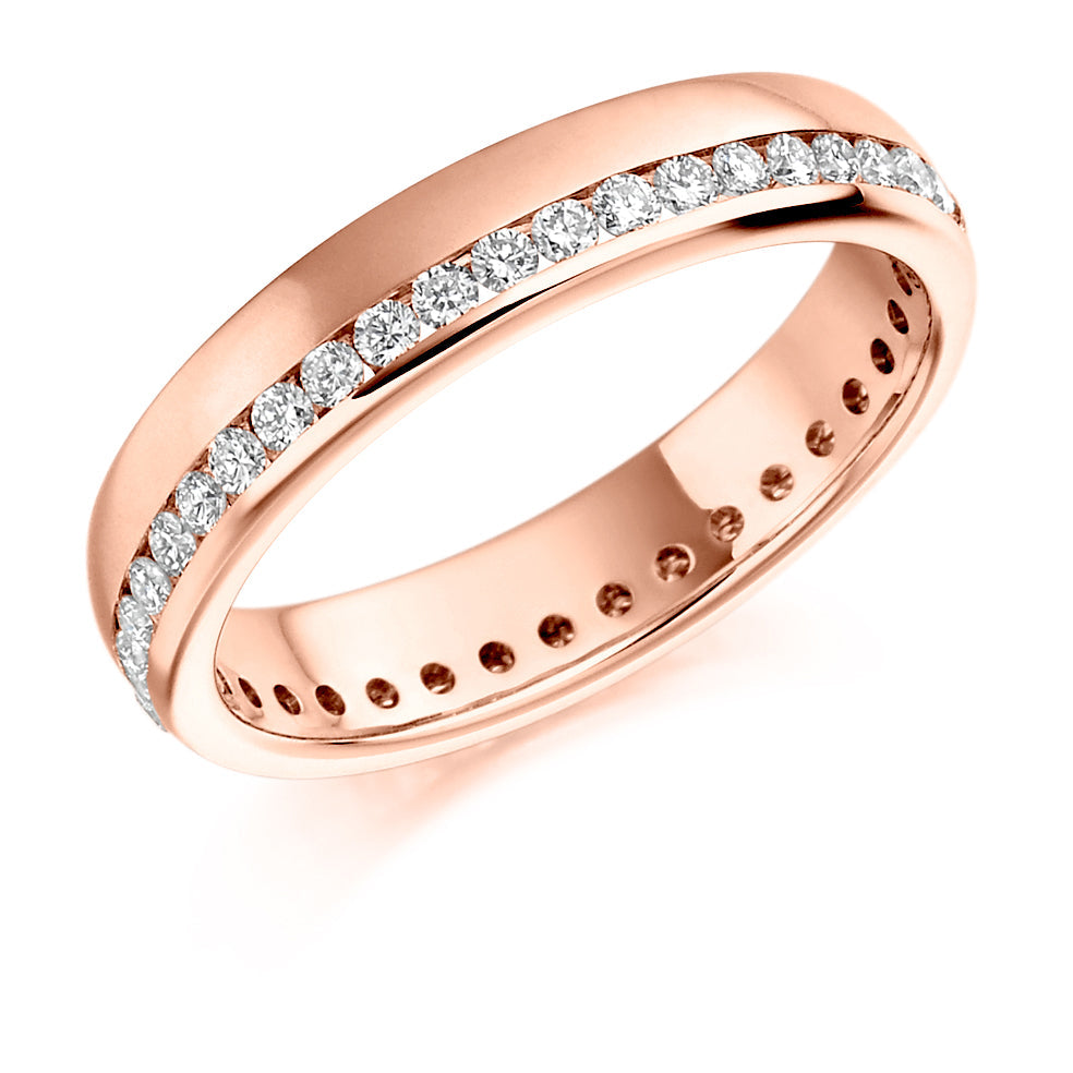 Offset Channel-Set Diamond Full Eternity Ring C, 0.5ct in Rose Gold