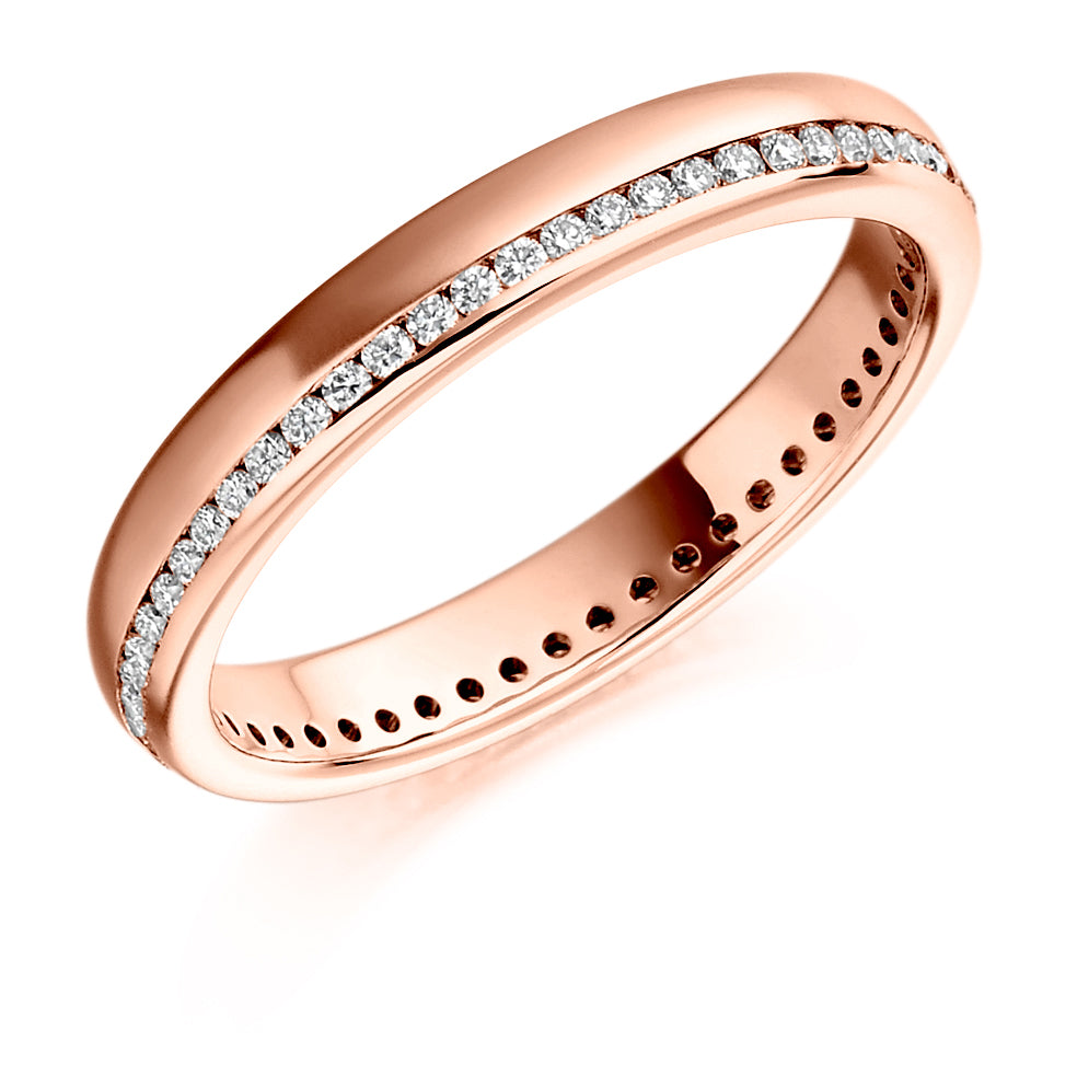 Offset Channel-Set Diamond Full Eternity Ring B, 0.26ct in Rose Gold