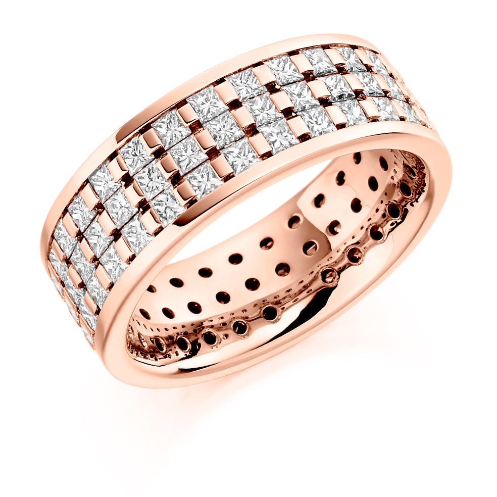 Bar-Set Diamond Full Eternity Ring, 3.0ct in Rose Gold