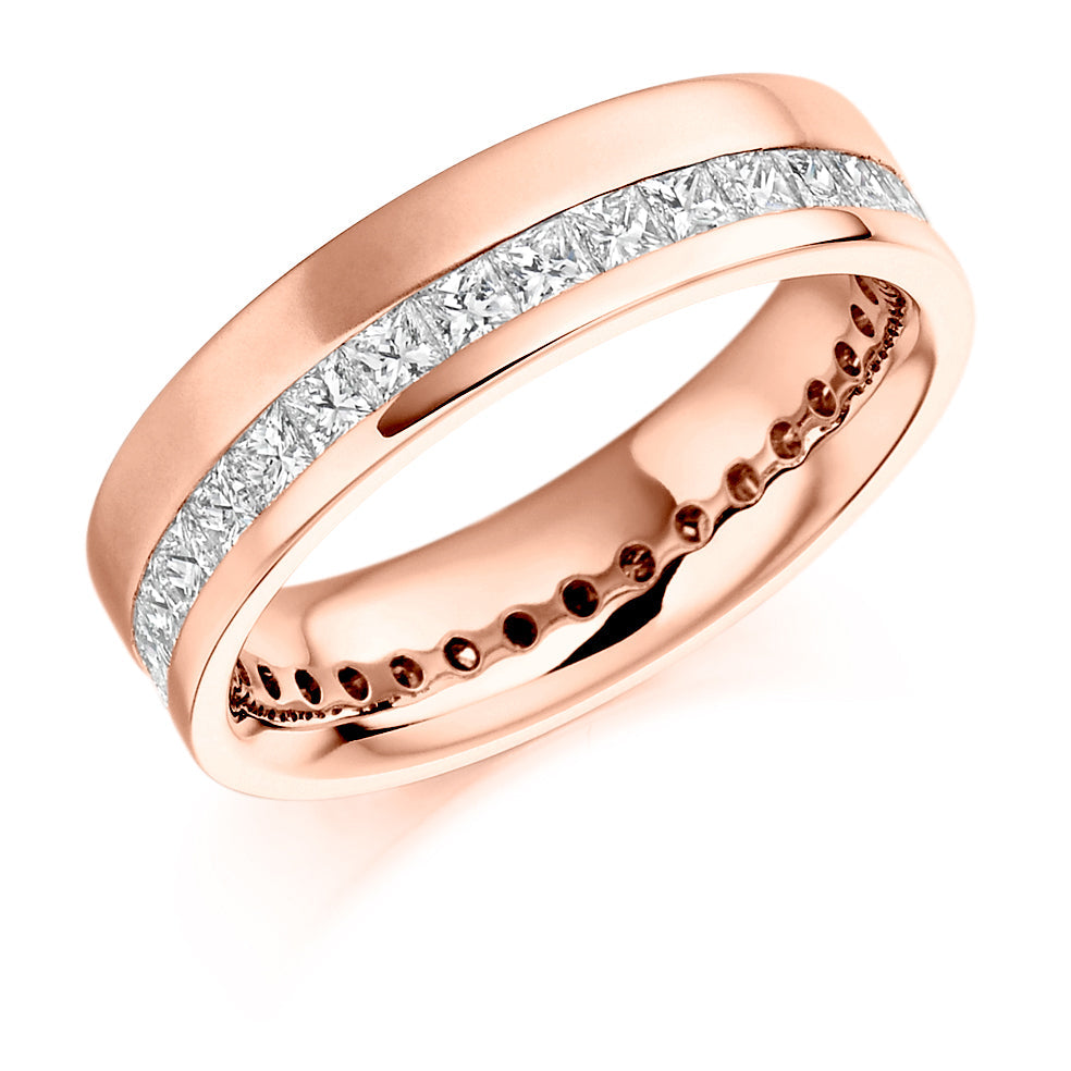 Offset Channel-Set Diamond Full Eternity Ring, 1.55ct in Rose Gold