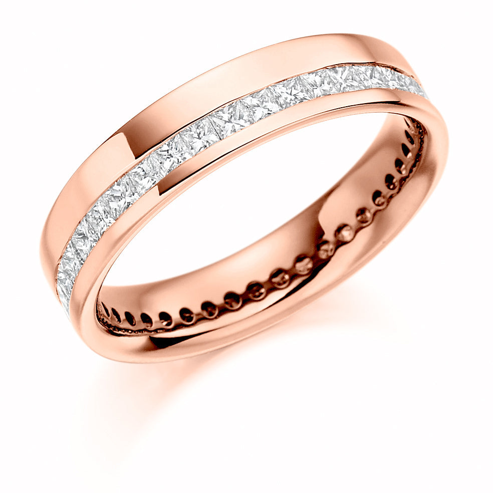 Offset Channel-Set Diamond Full Eternity Ring C, 1.0ct in Rose Gold