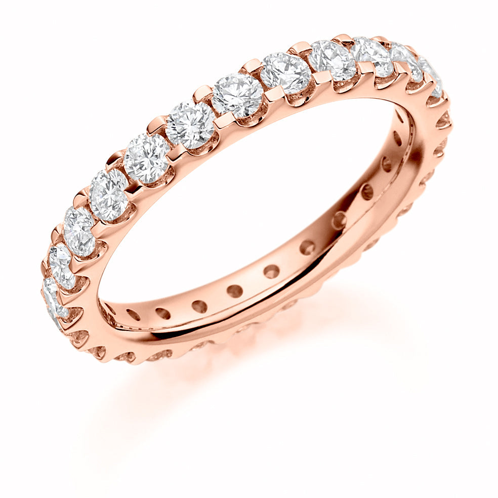 Micro-Claw Diamond Full Eternity Ring, 1.5ct in Rose Gold