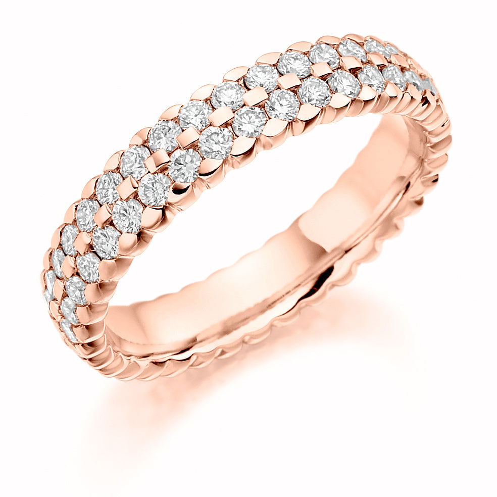 Micro-Claw Diamond Full Eternity Ring with Right-Hand, 1.25ct in Rose Gold