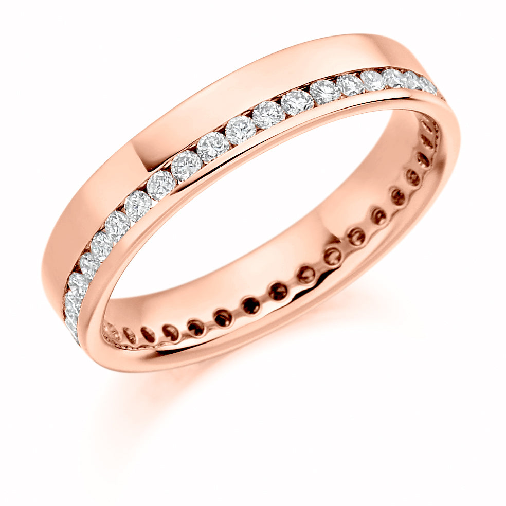 Offset Channel-Set Diamond Full Eternity Ring B, 0.5ct in Rose Gold