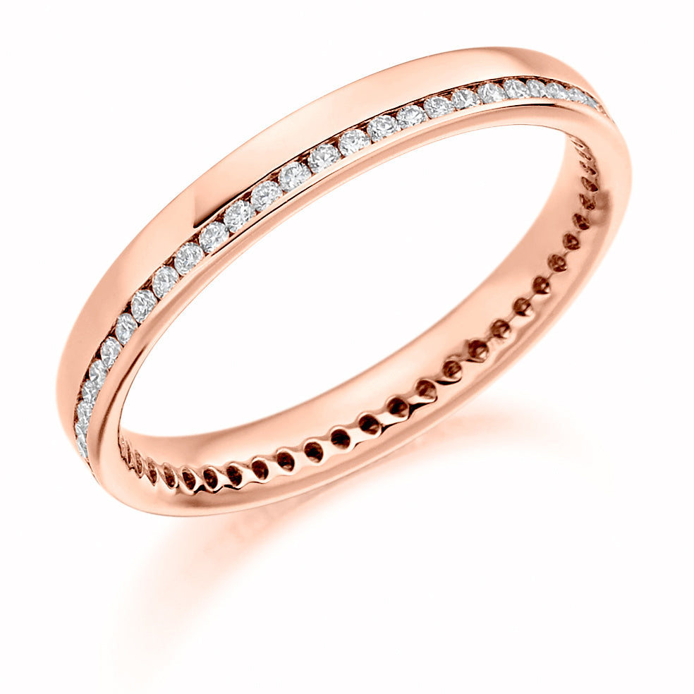 Offset Channel-Set Diamond Full Eternity Ring, 0.26ct in Rose Gold