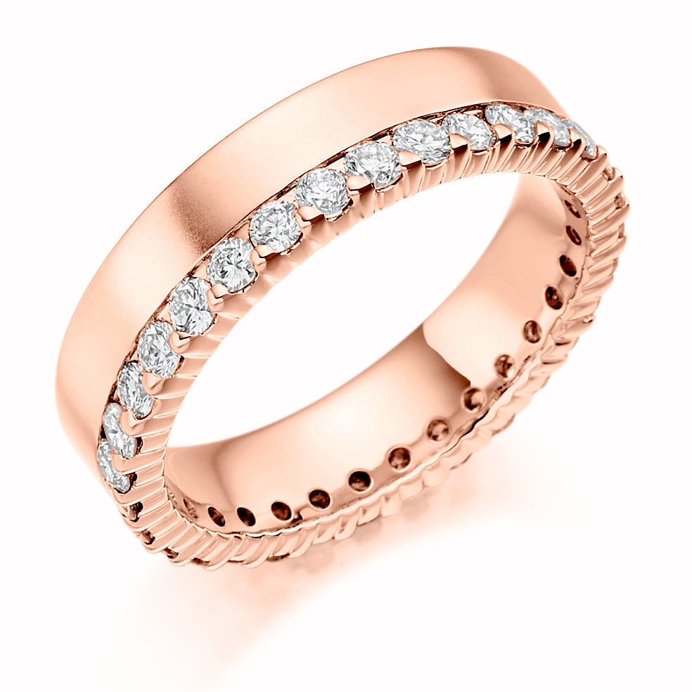 Offset Claw-Set Diamond Full Eternity Ring, 1.0ct in Rose Gold