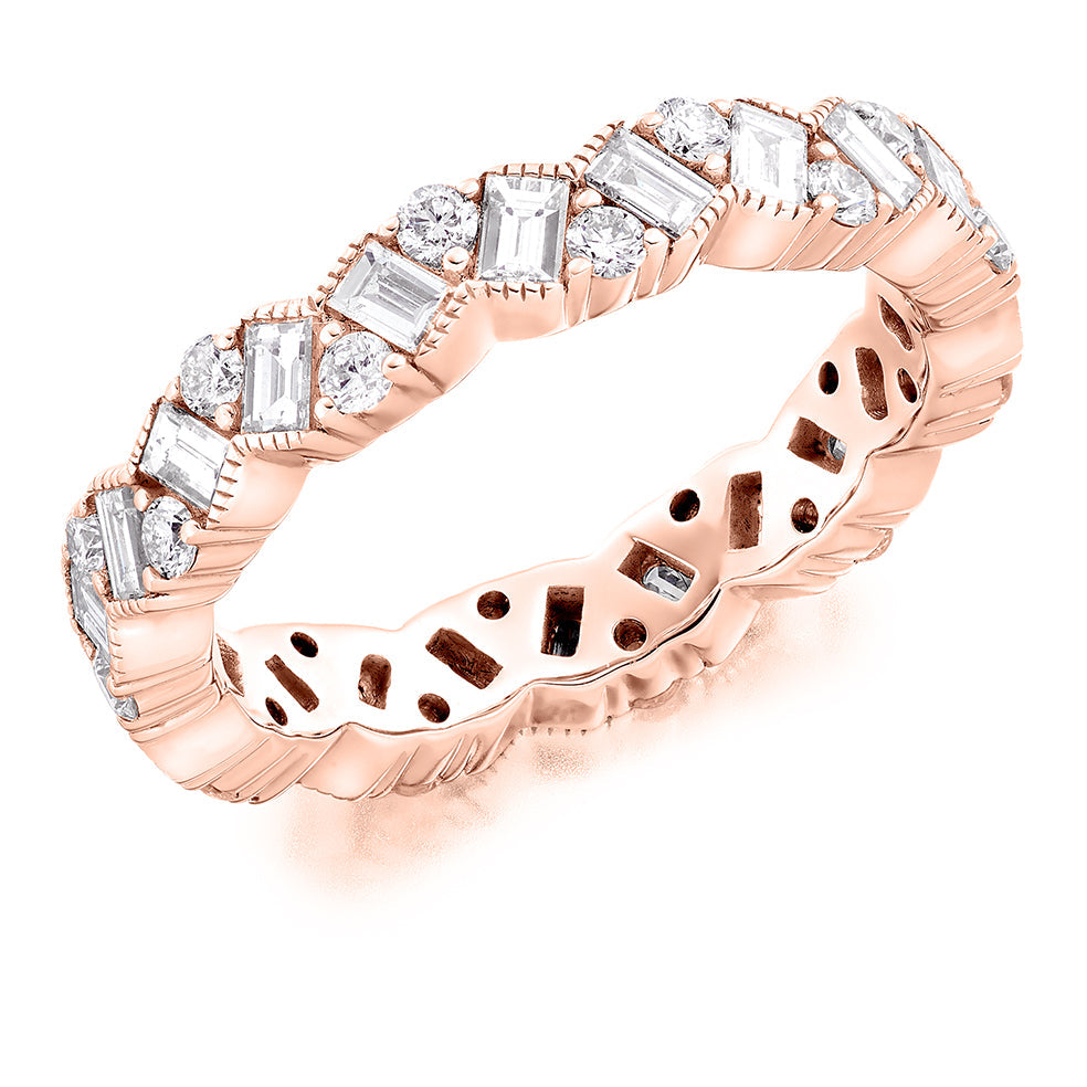 Milgrain Claw-Set Full Eternity Ring, 1.8ct total in Rose Gold