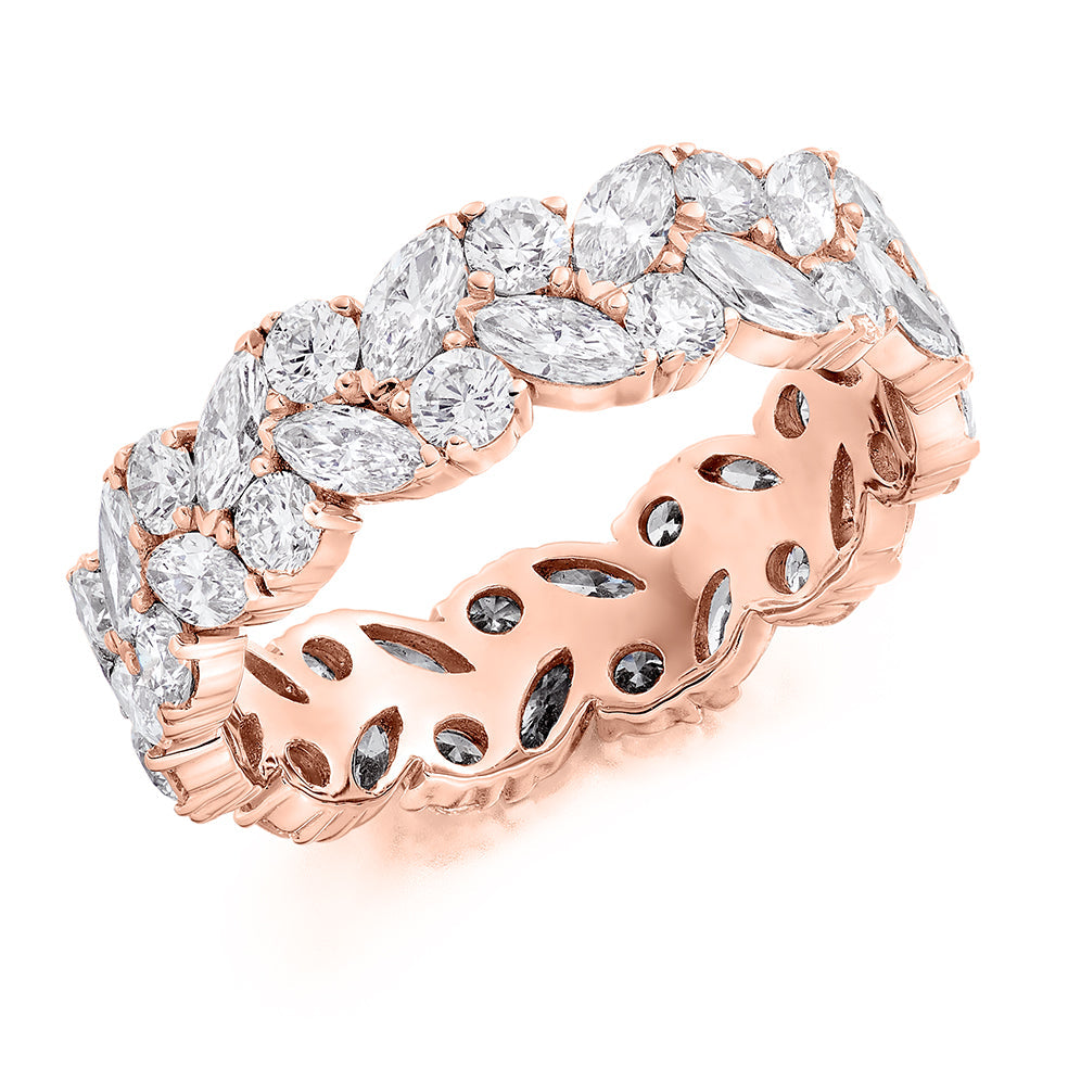 Claw-Set Diamond Full Eternity Ring, 2.8ct in Rose Gold