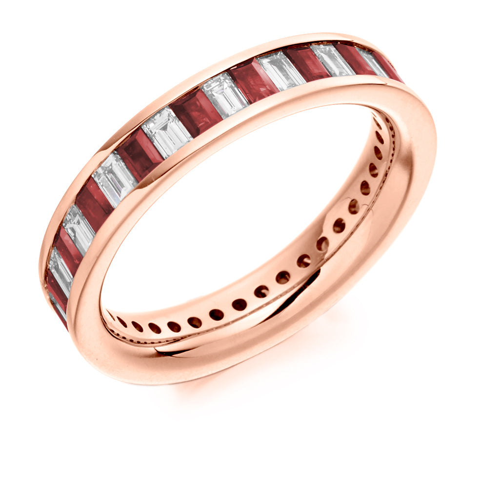 Ruby & Diamond Full Eternity Ring, 0.98ct in Rose Gold