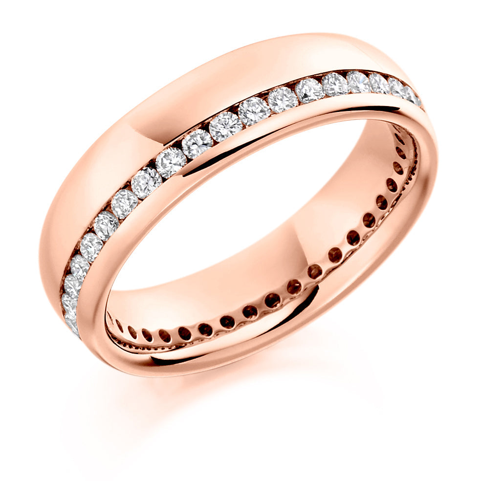 Offset Channel-Set Diamond Full Eternity Ring, 0.55ct in Rose Gold