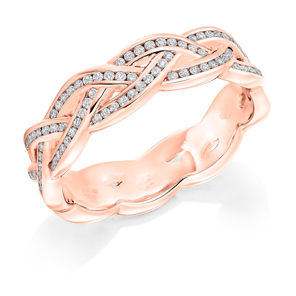 Curved Channel-Set Diamond Full Eternity Ring, 0.5ct in Rose Gold