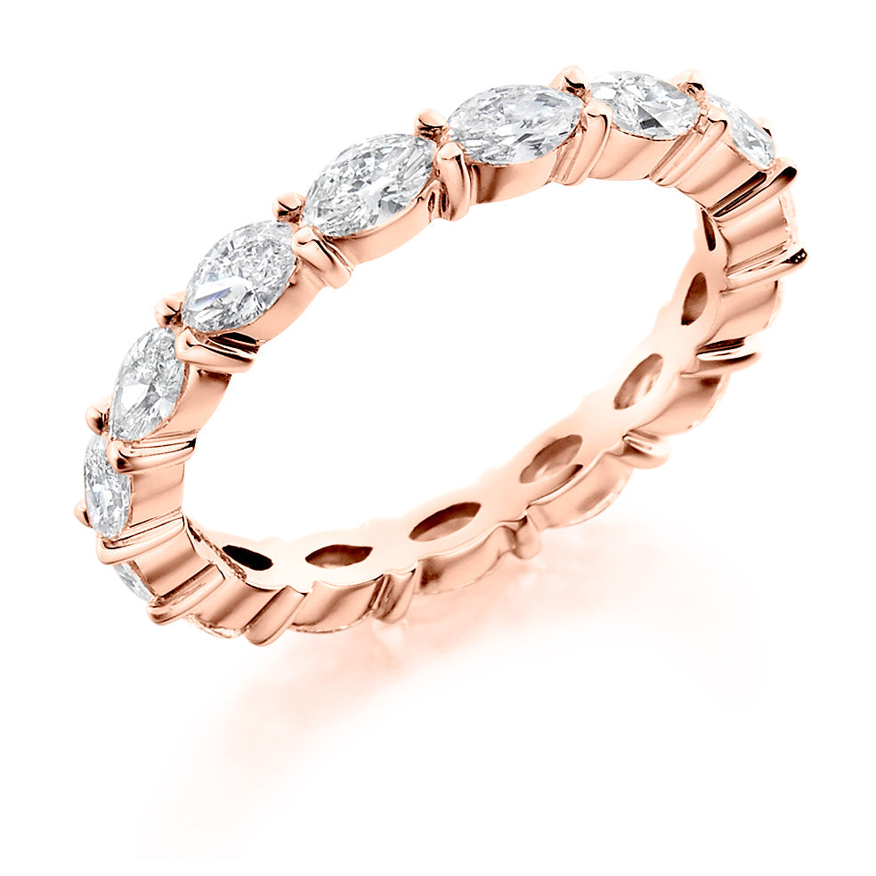 Claw-Set Diamond Full Eternity Ring D, 1.5ct in Rose Gold