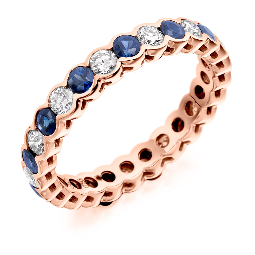 Sapphire & Diamond Full Eternity Ring, 0.83ct in Rose Gold