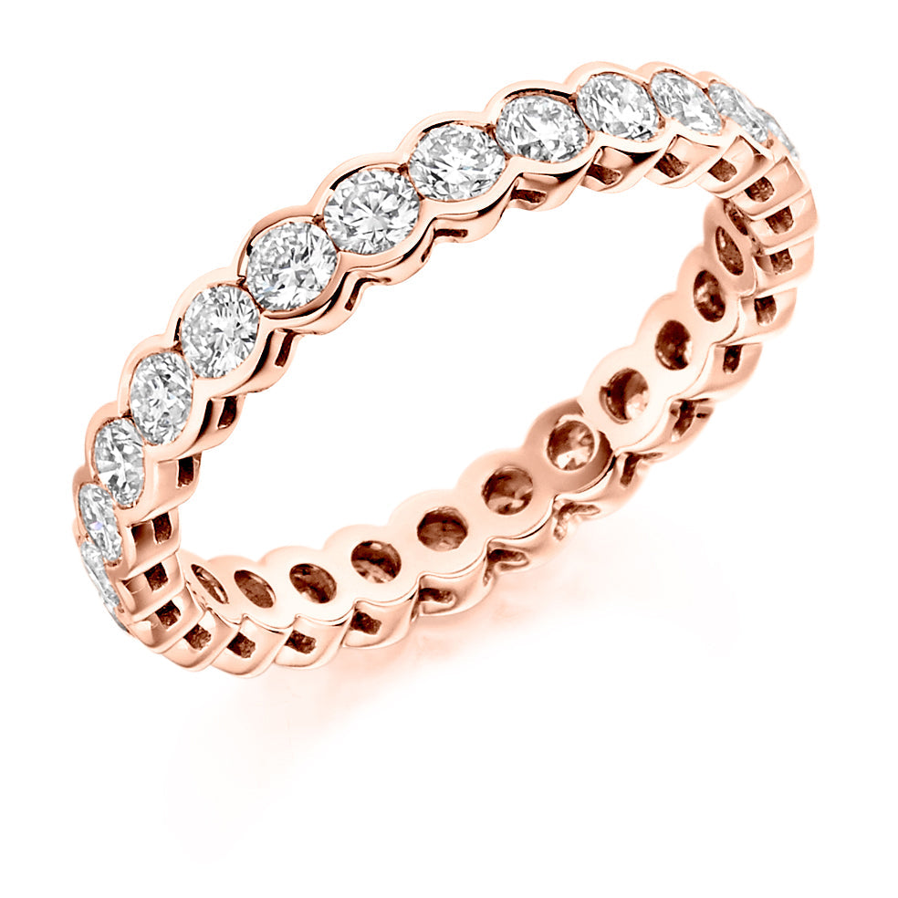 Rubover Diamond Full Eternity Ring, 1.5ct in Rose Gold