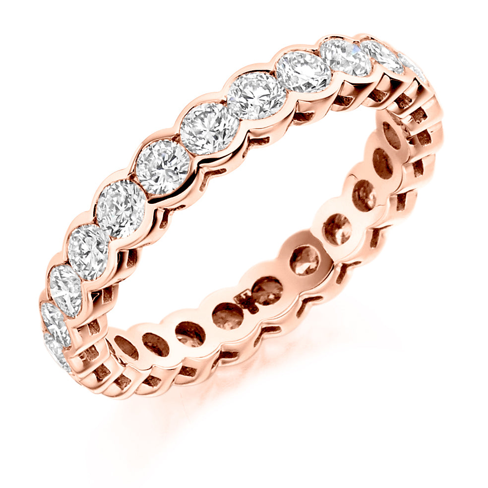 Rubover Diamond Full Eternity Ring, 2.0ct in Rose Gold