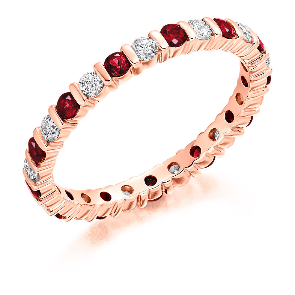 Ruby & Diamond Full Eternity Ring, 0.51ct in Rose Gold