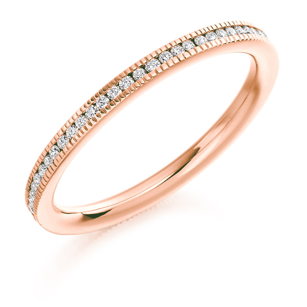 Milgrain Channel-Set Diamond Full Eternity Ring, 0.33ct in Rose Gold