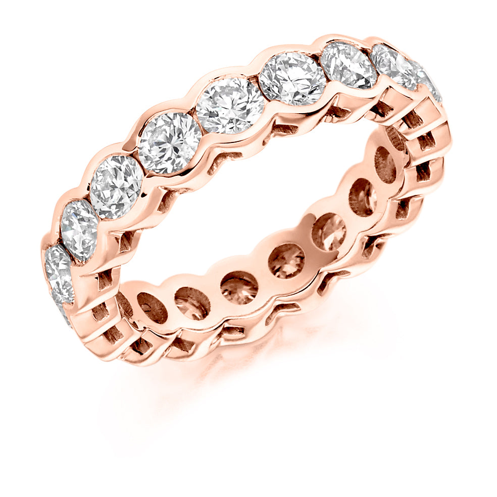 Rubover Diamond Full Eternity Ring, 3.0ct in Rose Gold