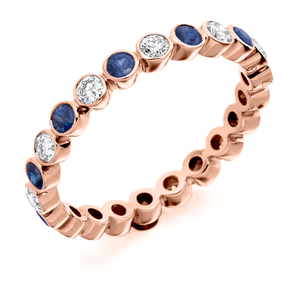 Sapphire & Diamond Full Eternity Ring, 0.52ct in Rose Gold
