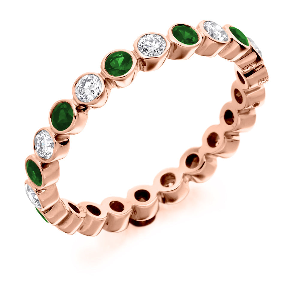 Emerald & Diamond Full Eternity Ring, 0.52ct in Rose Gold