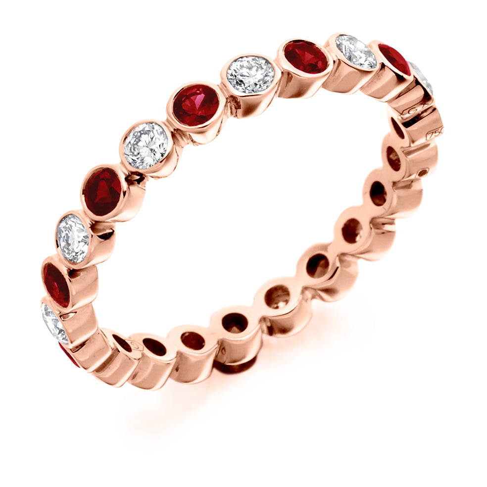 Ruby & Diamond Full Eternity Ring, 0.52ct in Rose Gold