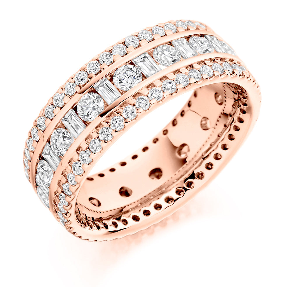 Channel & Micro-Claw Full Eternity Ring, 2.5ct total in Rose Gold