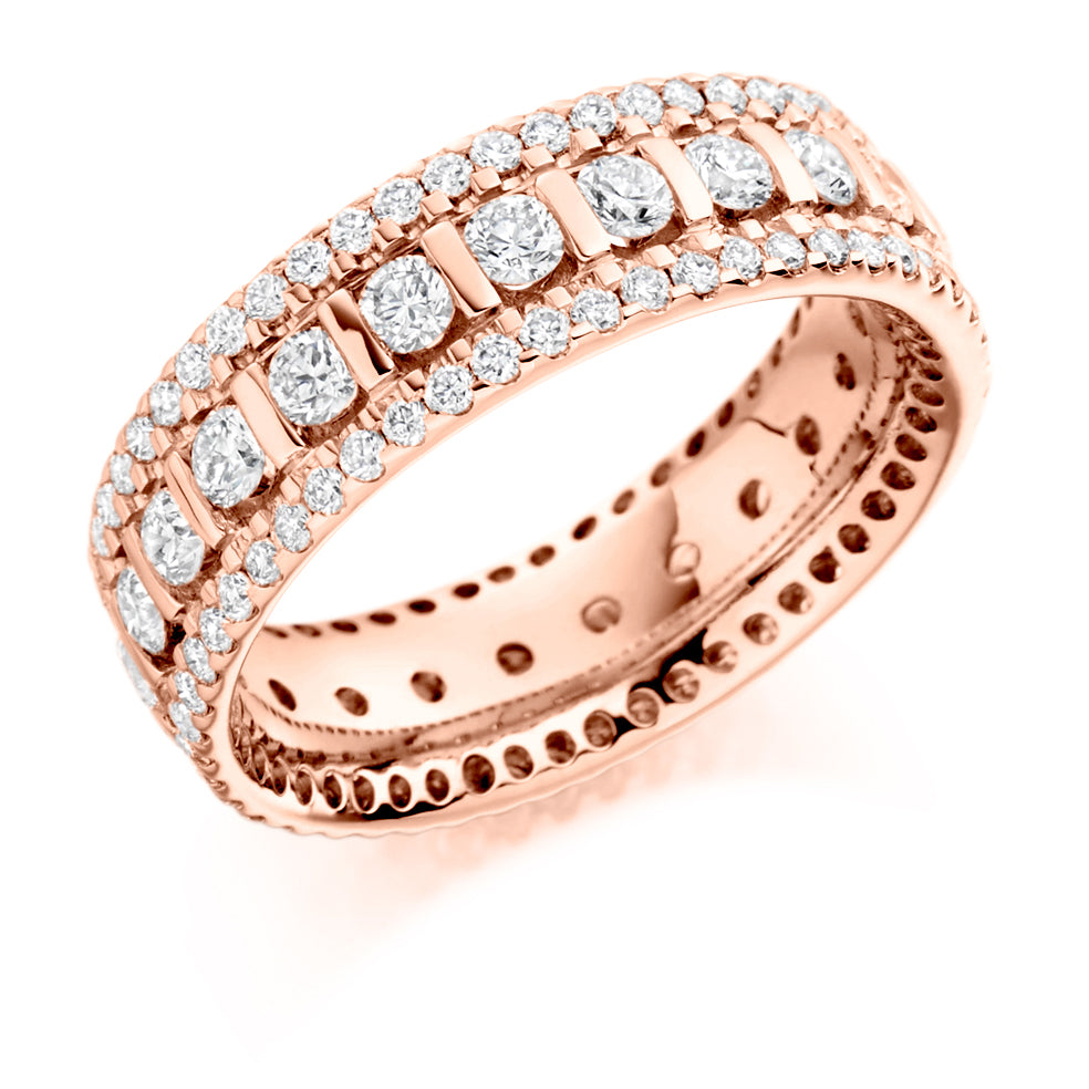 Bar-Set Full Eternity Ring, 1.85ct total in Rose Gold