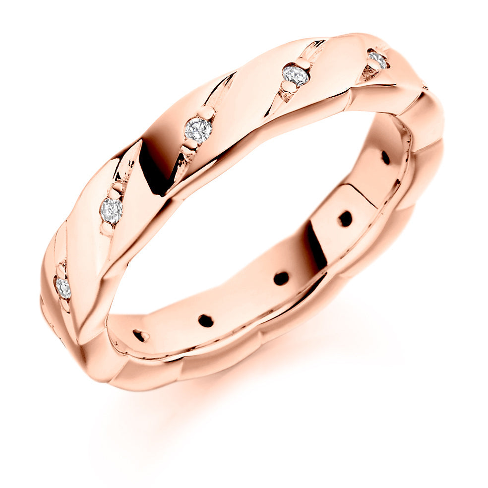 Grain-Set Full Eternity Ring, 0.13ct total in Rose Gold