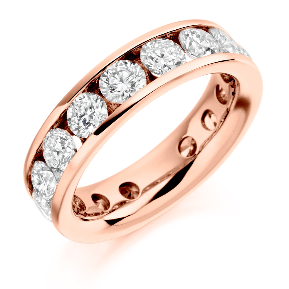 Channel-Set Diamond Full Eternity Ring with Right-Hand, 4.0ct in Rose Gold