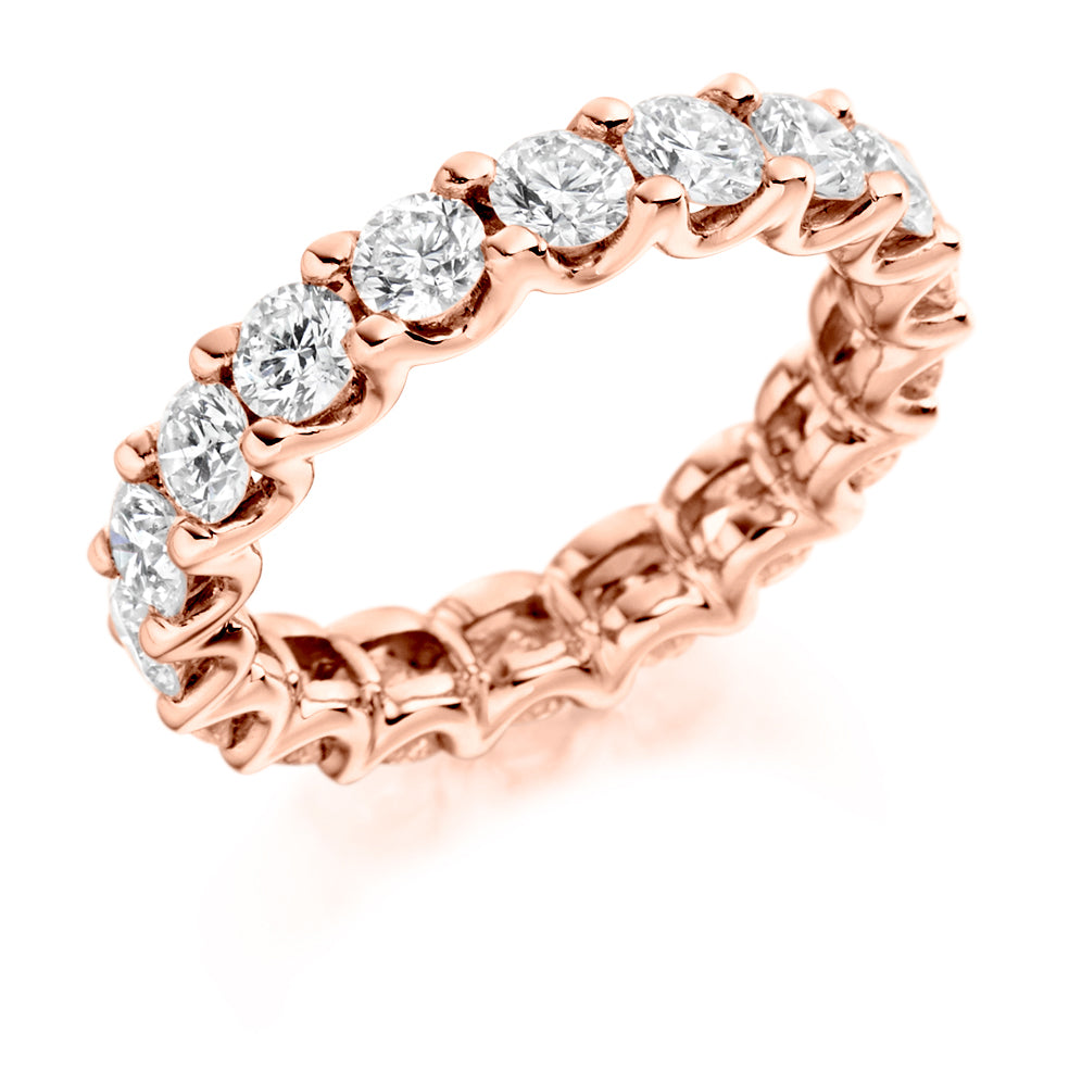 Claw-Set Diamond Full Eternity Ring C, 3.0ct in Rose Gold