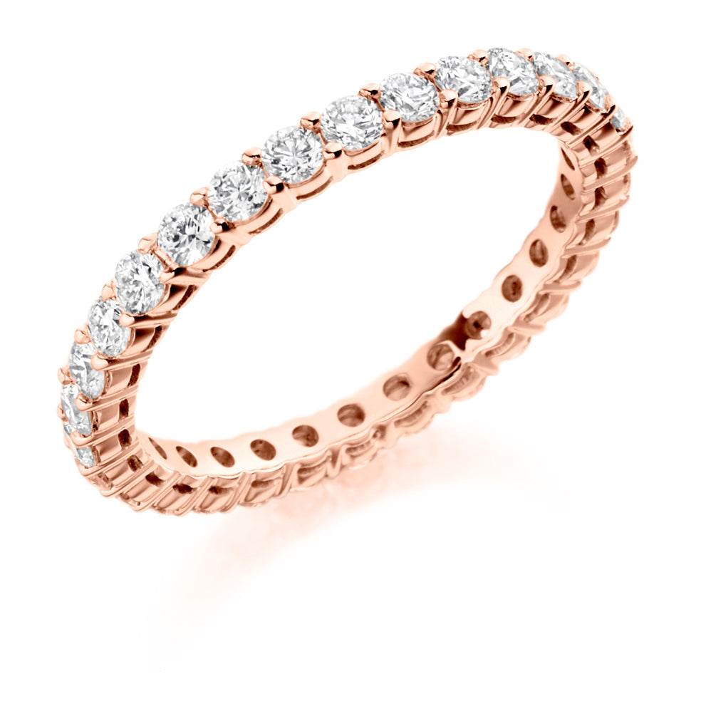 Claw-Set Diamond Full Eternity Ring D, 1.0ct in Rose Gold