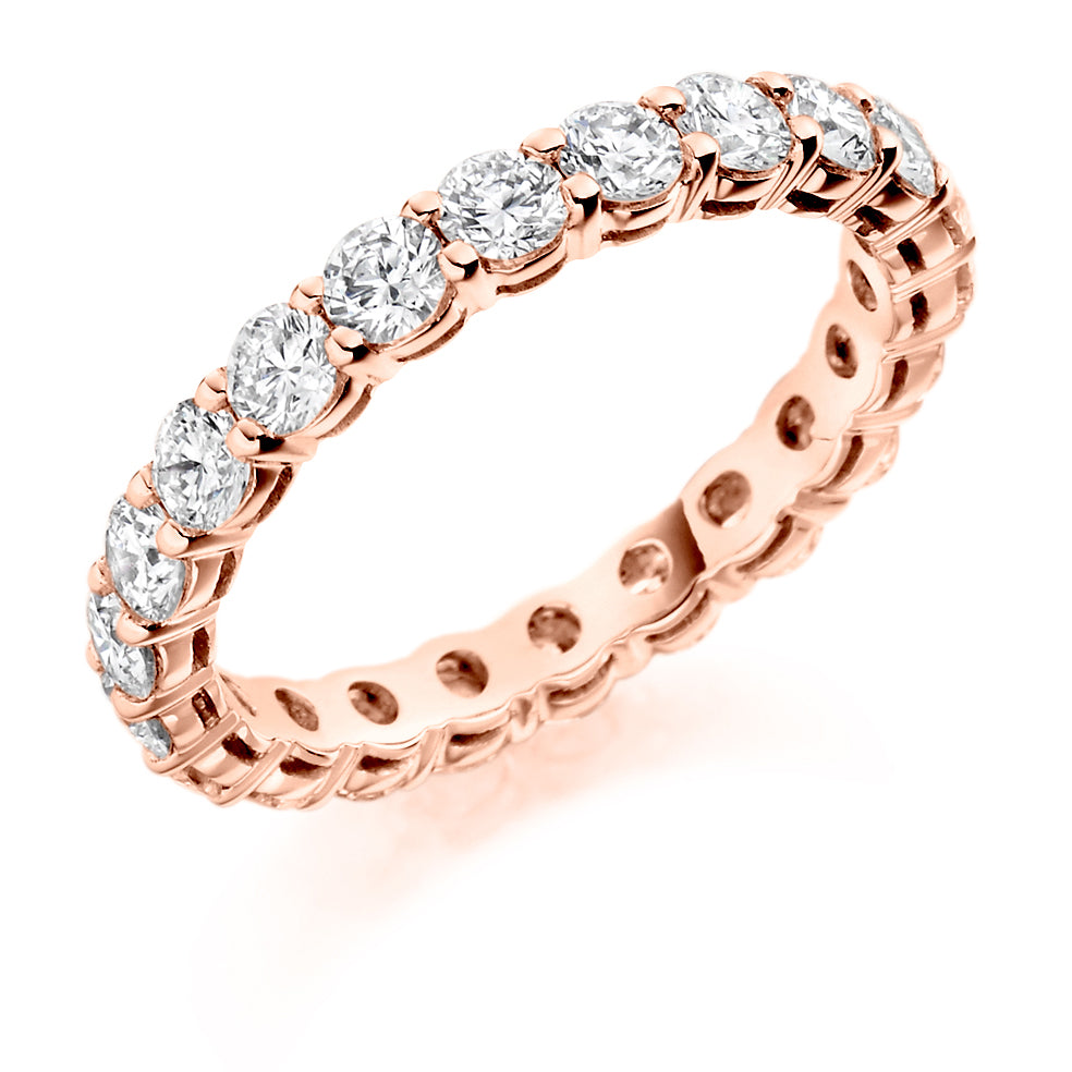 Claw-Set Diamond Full Eternity Ring D, 2.0ct in Rose Gold