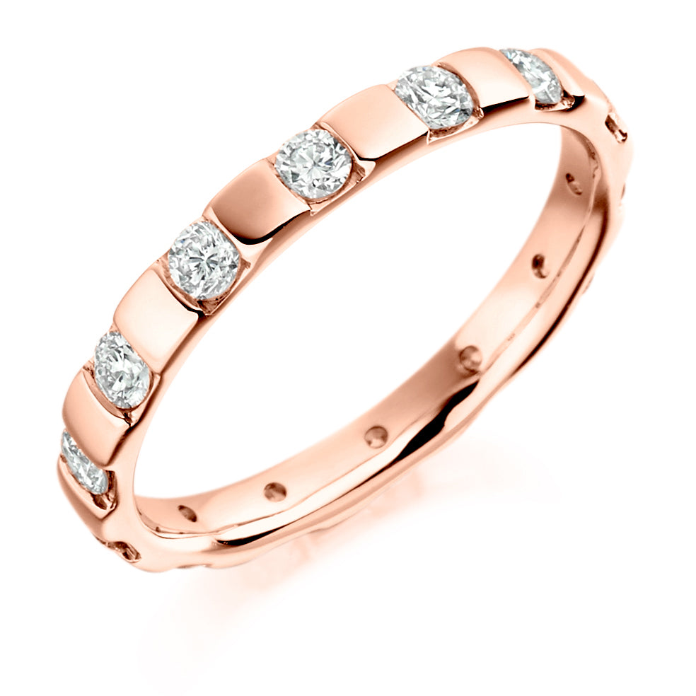 Bar-Set Full Eternity Ring, 0.7ct total in Rose Gold