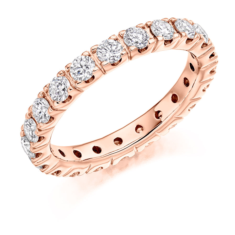 Claw-Set Diamond Full Eternity Ring B, 1.5ct in Rose Gold