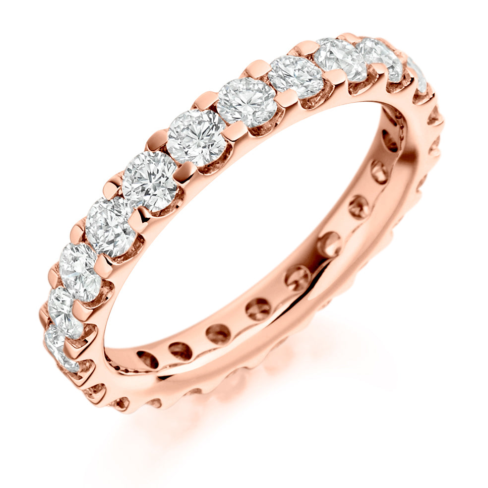 Micro-Claw Diamond Full Eternity Ring with Right-Hand, 2.0ct in Rose Gold