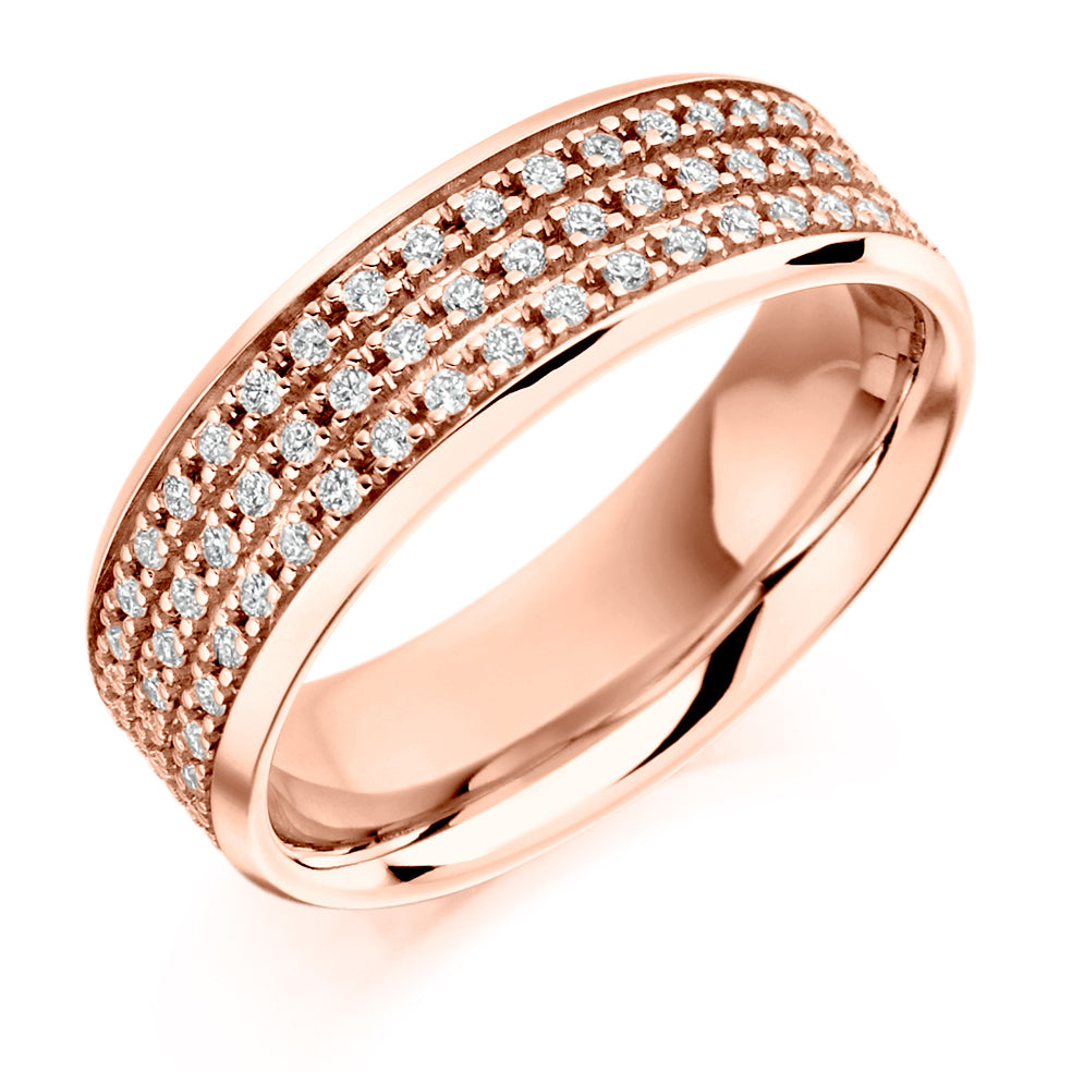 Grain-Set Diamond Full Eternity Ring, 0.6ct in Rose Gold
