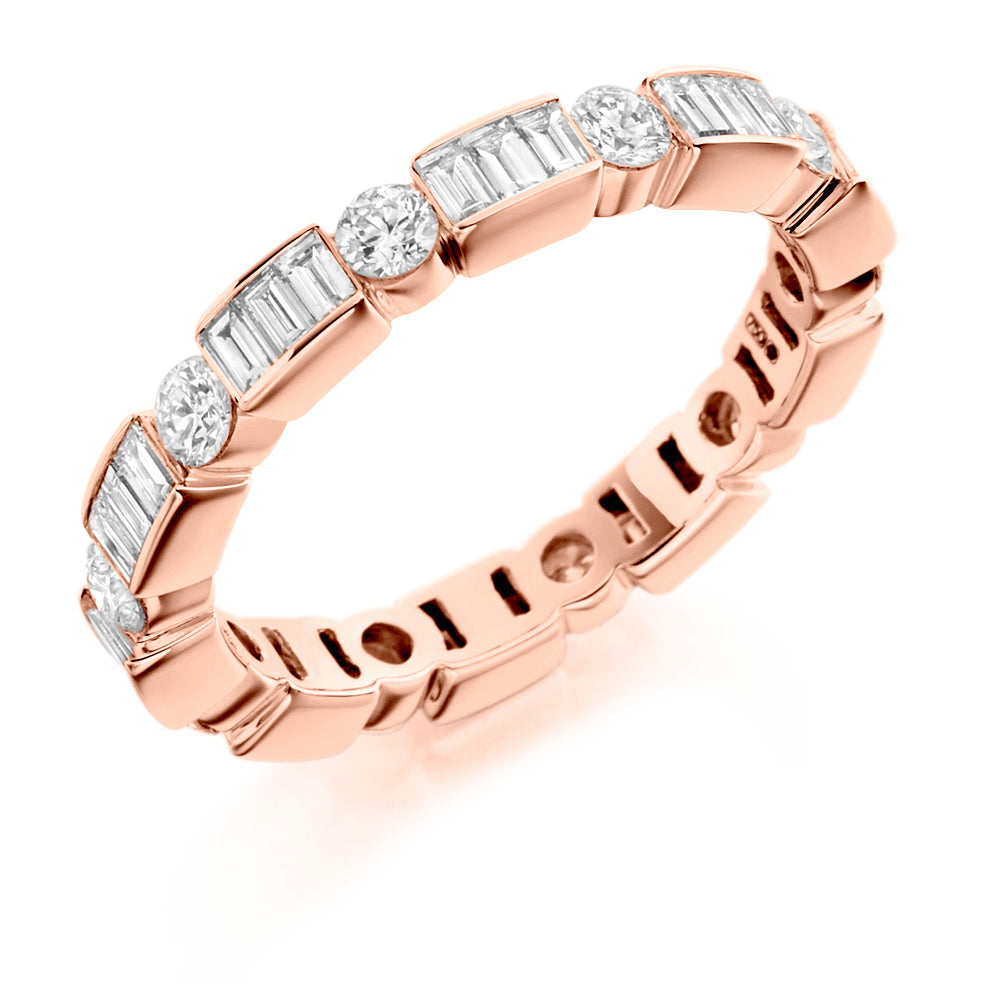 Bar-Set Full Eternity Ring, 1.35ct total in Rose Gold