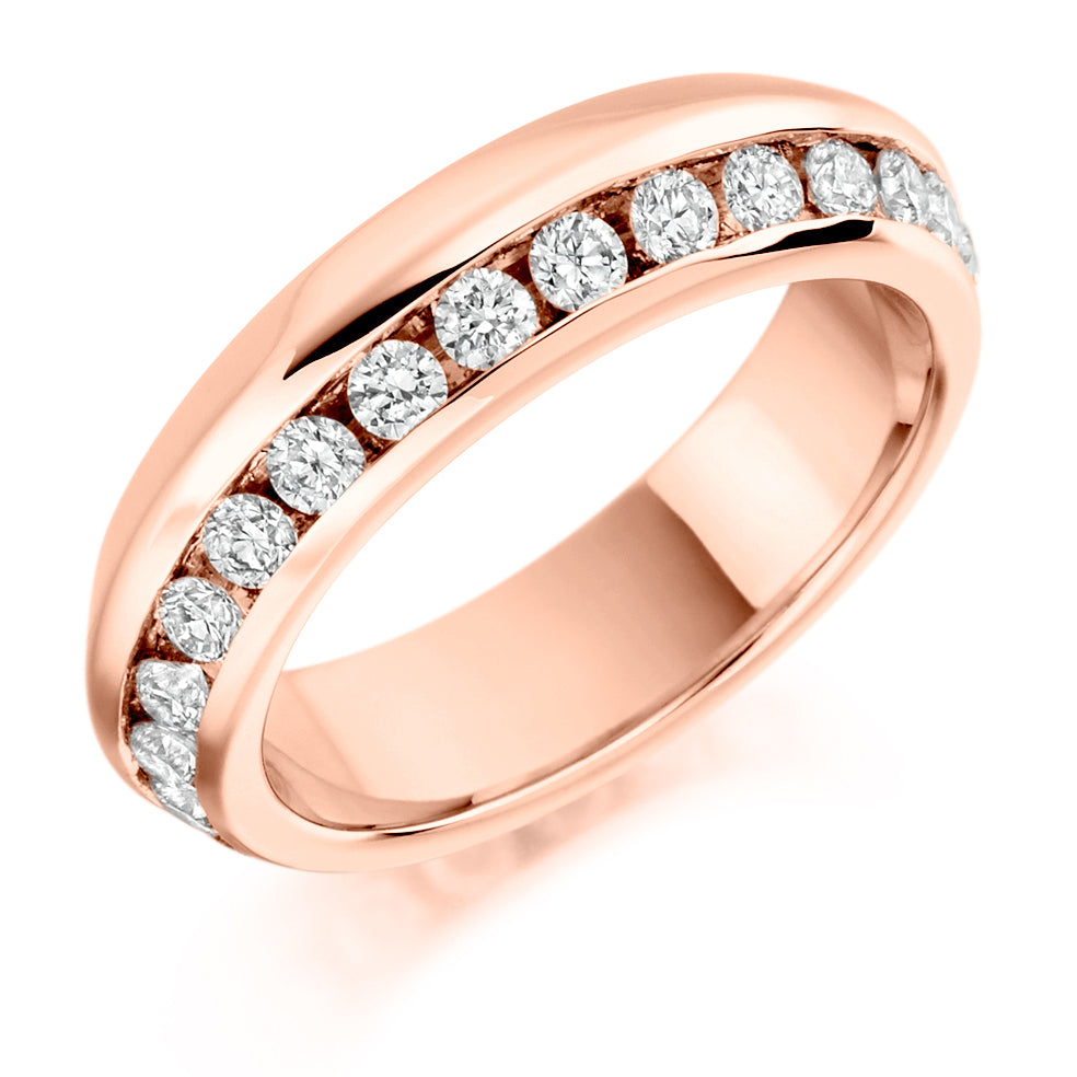 Offset Channel-Set Diamond Full Eternity Ring with Right-Hand, 1.0ct in Rose Gold